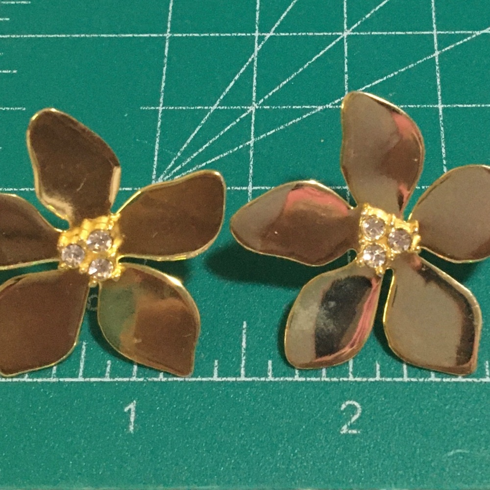 Essentials Crystal Flower Stud Gold Plate Earrings Macys